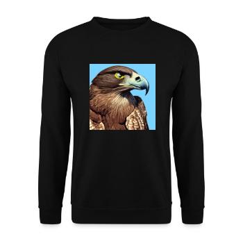 Adlerkopf-Illustration - Unisex Pullover - Schwarz - Vorne - Alina (178cm) & Michal (187cm)