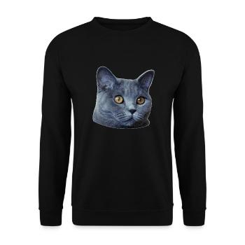 Katzenkopf Poster - Unisex Pullover - Schwarz - Vorne - Alina (178cm) & Michal (187cm)