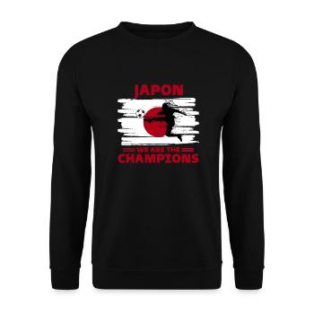 Japan Football 2022 supporter of Japan football - Unisex Sweatshirt - black - Front - Alina (178cm) & Michal (187cm)