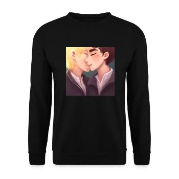 LGBT Queer Kuss 🌈🌈 - Unisex Pullover - Schwarz - Vorne - Alina (178cm) & Michal (187cm)