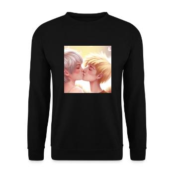 LGBT Queer kiss 🌈🌈 - Unisex Sweatshirt - black - Front - Alina (178cm) & Michal (187cm)