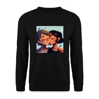 LGBT Queer kiss 🌈🌈 - Unisex Sweatshirt - black - Front - Alina (178cm) & Michal (187cm)