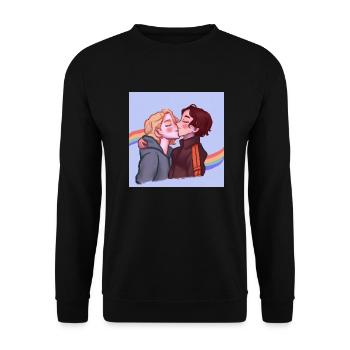 LGBT Queer kiss 🌈🌈 - Unisex Sweatshirt - black - Front - Alina (178cm) & Michal (187cm)