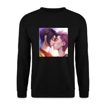 LGBT Queer kiss 🌈🌈 - Unisex Sweatshirt - black - Front - Alina (178cm) & Michal (187cm)