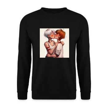 LGBT Queer kiss 🌈🌈 - Unisex Sweatshirt - black - Front - Alina (178cm) & Michal (187cm)