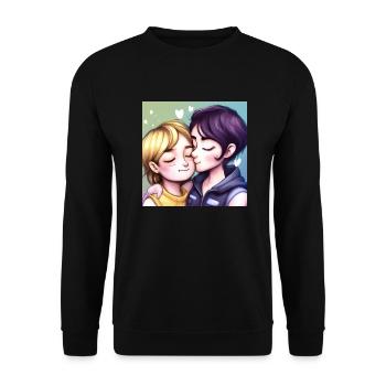 LGBT Queer kiss 🌈🌈 - Unisex Sweatshirt - black - Front - Alina (178cm) & Michal (187cm)