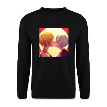 LGBT Queer kiss 🌈🌈 - Unisex Sweatshirt - black - Front - Alina (178cm) & Michal (187cm)