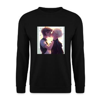 LGBT Queer kiss 🌈🌈 - Unisex Sweatshirt - black - Front - Alina (178cm) & Michal (187cm)