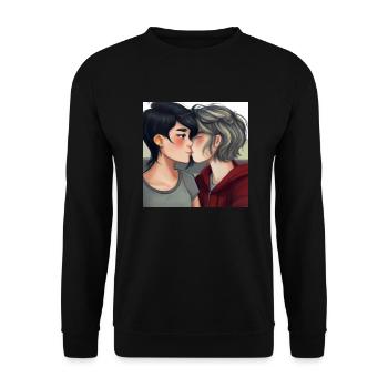 LGBT Queer kiss 🌈🌈 - Unisex Sweatshirt - black - Front - Alina (178cm) & Michal (187cm)
