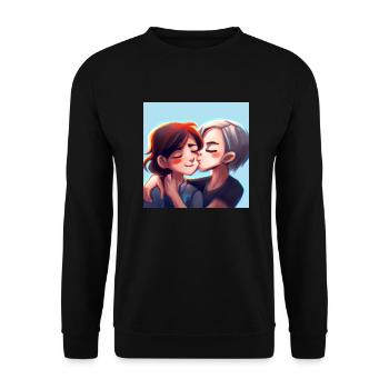 LGBT Queer kiss 🌈🌈 - Unisex Sweatshirt - black - Front - Alina (178cm) & Michal (187cm)