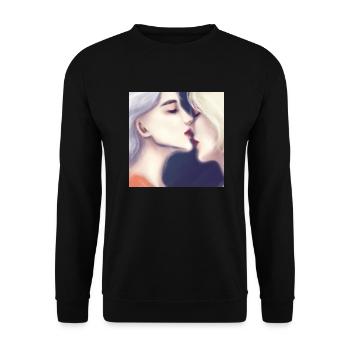 LGBT Queer kiss 🌈🌈 - Unisex Sweatshirt - black - Front - Alina (178cm) & Michal (187cm)