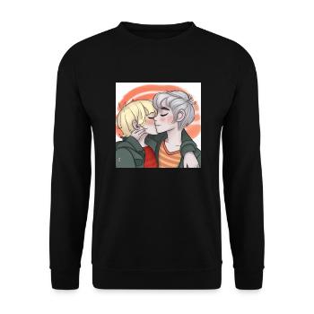 LGBT Queer kiss 🌈🌈 - Unisex Sweatshirt - black - Front - Alina (178cm) & Michal (187cm)