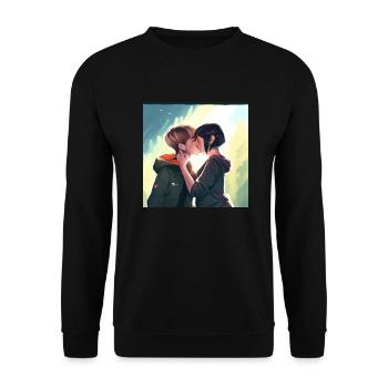 LGBT Queer kiss 🌈🌈 - Unisex Sweatshirt - black - Front - Alina (178cm) & Michal (187cm)