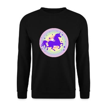 Laufende Einhorn Silhouette - Unisex Pullover - Schwarz - Vorne - Alina (178cm) & Michal (187cm)