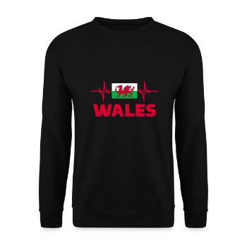 Pays de Galles Football 2022 Pays de Galles Heartbeat Drapeau du Pays de Galles - Sweat-shirt Unisexe - noir - Devant - Alina (178cm) & Michal (187cm)