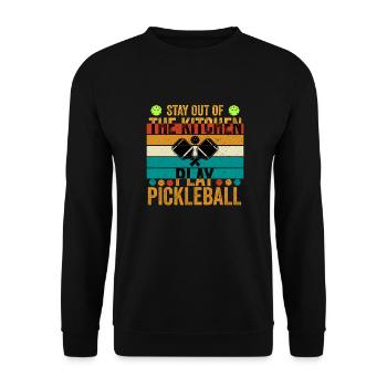 rester en dehors de la cuisine jouer au pickleball - Sweat-shirt Unisexe - noir - Devant - Alina (178cm) & Michal (187cm)