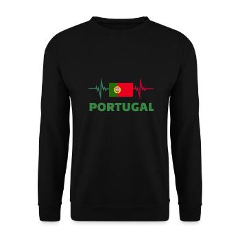 Portugal Fußball 2022 Herzschlag Portugal - Unisex Pullover - Schwarz - Vorne - Alina (178cm) & Michal (187cm)