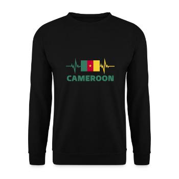 Kamerun Fußball 2022 Herzschlag Kamerun - Unisex Pullover - Schwarz - Vorne - Alina (178cm) & Michal (187cm)