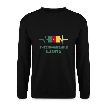 Kamerun Fußball 2022 Herzschlag Kamerun - Unisex Pullover - Schwarz - Vorne - Alina (178cm) & Michal (187cm)
