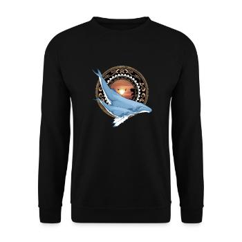 Buckelwal Hawaiianisch - Unisex Pullover - Schwarz - Vorne - Alina (178cm) & Michal (187cm)