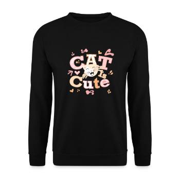 Katze ist süß schöne lustige Katze Kunst Design - Unisex Pullover - Schwarz - Vorne - Alina (178cm) & Michal (187cm)