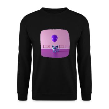 A cat with a mustache holding a balloon - Unisex Sweatshirt - black - Front - Alina (178cm) & Michal (187cm)