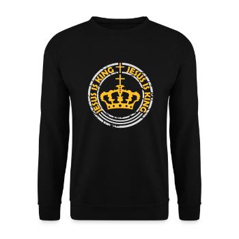 jesus is king Zitat - Unisex Pullover - Schwarz - Vorne - Alina (178cm) & Michal (187cm)