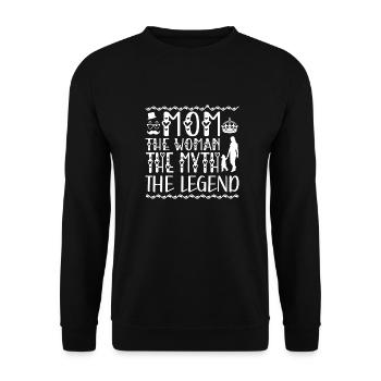 Mama Mama Die Frau Der Mythos Die Legende - Unisex Pullover - Schwarz - Vorne - Alina (178cm) & Michal (187cm)