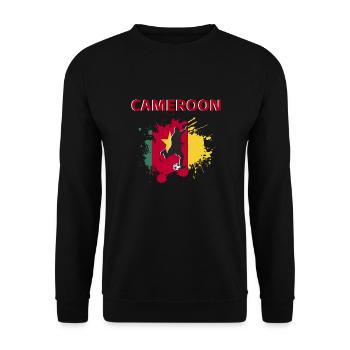 Kamerun Fußball 2022 Anhänger des kamerunischen Fußballs - Unisex Pullover - Schwarz - Vorne - Alina (178cm) & Michal (187cm)