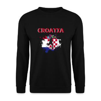 Croatia Football 2022 Fan des kroatischen Fußballs - Unisex Pullover - Schwarz - Vorne - Alina (178cm) & Michal (187cm)