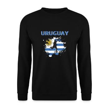 Uruguayischer Fußballfan 2022 - Unisex Pullover - Schwarz - Vorne - Alina (178cm) & Michal (187cm)