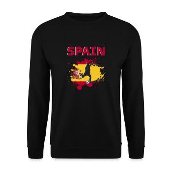 Spanien Fußball 2022 Fan des spanischen Fußballs - Unisex Pullover - Schwarz - Vorne - Alina (178cm) & Michal (187cm)