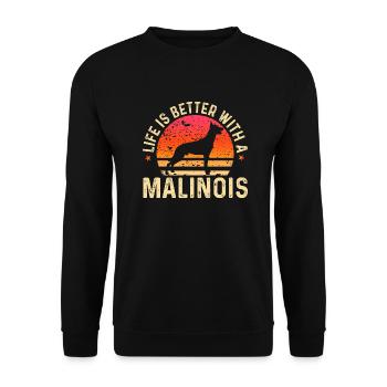 Malinois Belgian Shepherd Mechelaar Dog - Unisex Sweatshirt - black - Front - Alina (178cm) & Michal (187cm)