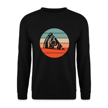 Pizza Retro Sonnenuntergang - Unisex Pullover - Schwarz - Vorne - Alina (178cm) & Michal (187cm)