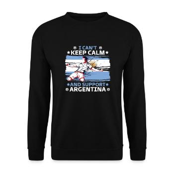 Ruhe bewahren und Argentinien unterstützen - Unisex Pullover - Schwarz - Vorne - Alina (178cm) & Michal (187cm)