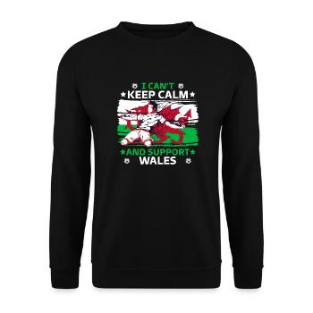 stay calm and support Wales - Unisex Sweatshirt - black - Front - Alina (178cm) & Michal (187cm)