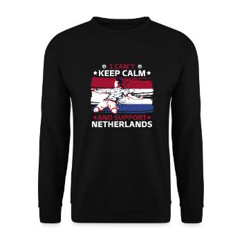 stay calm and support the Netherlands - Unisex Sweatshirt - black - Front - Alina (178cm) & Michal (187cm)