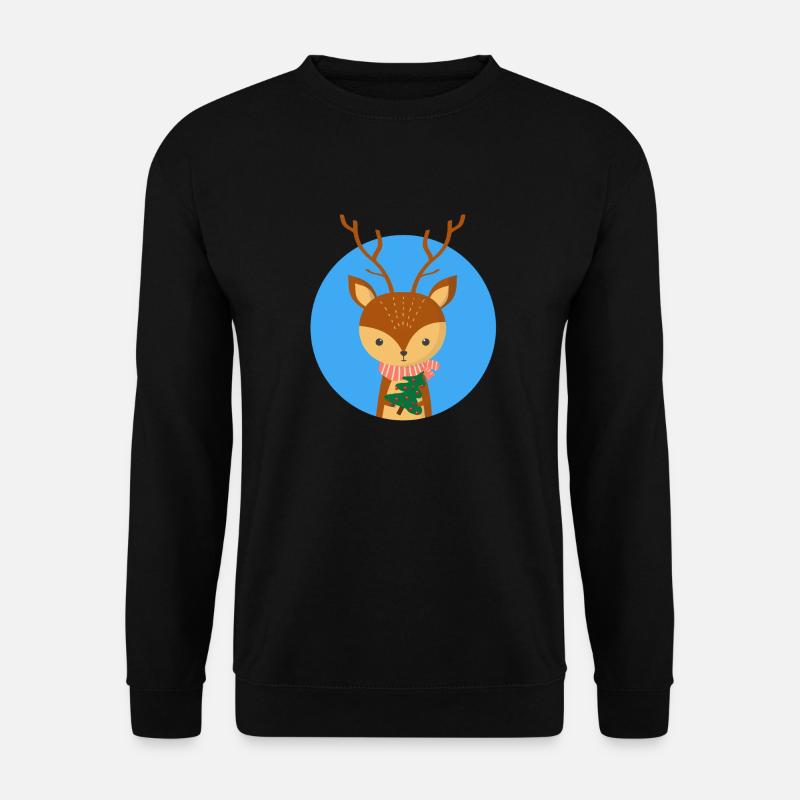 Hirsch und Weihnachtsbaum - Unisex Pullover - Schwarz