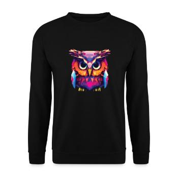 Eule Polygon Kauz farbenfroh - Unisex Pullover - Schwarz - Vorne - Alina (178cm) & Michal (187cm)