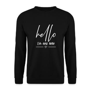 Hello in the new here - Unisex Sweatshirt - black - Front - Alina (178cm) & Michal (187cm)