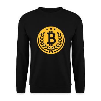 Emblem Bitcoin laurel wreath stars - Unisex Sweatshirt - black - Front - Alina (178cm) & Michal (187cm)