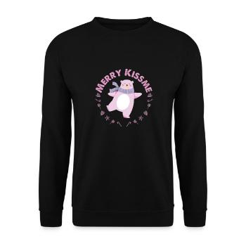 JOYEUX NOËL OURS ROSE - Sweat-shirt Unisexe - noir - Devant - Alina (178cm) & Michal (187cm)