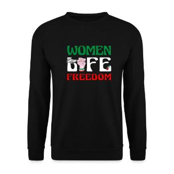Cute Iranian Women - Women Life Freedom - Unisex Sweatshirt - black - Front - Alina (178cm) & Michal (187cm)