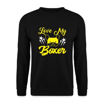 Love My Boxer - Unisex Sweatshirt - black - Front - Alina (178cm) & Michal (187cm)