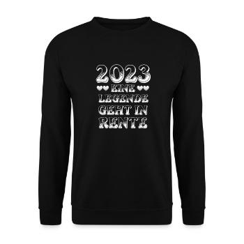 2023 eine Legende geht in Rente - Unisex Pullover - Schwarz - Vorne - Alina (178cm) & Michal (187cm)