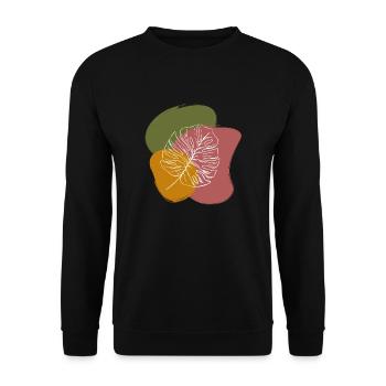 DESSIN DE FEUILLES AVEC ACCENT VERT, JAUNE ET BRUN - Sweat-shirt Unisexe - noir - Devant - Alina (178cm) & Michal (187cm)