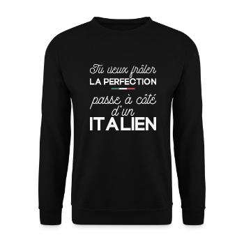Cadeau Italien - TU Veux Frôler la Perfection - Sweat-shirt Unisexe - noir - Devant - Alina (178cm) & Michal (187cm)