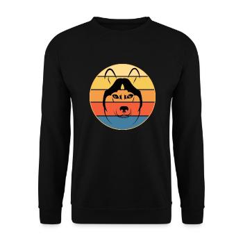 Drôle Kawaii Mignon Husky Dog Vintage Retro Sunset - Sweat-shirt Unisexe - noir - Devant - Alina (178cm) & Michal (187cm)