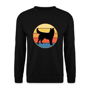 Drôle Kawaii Mignon Husky Dog Vintage Retro Sunset - Sweat-shirt Unisexe - noir - Devant - Alina (178cm) & Michal (187cm)