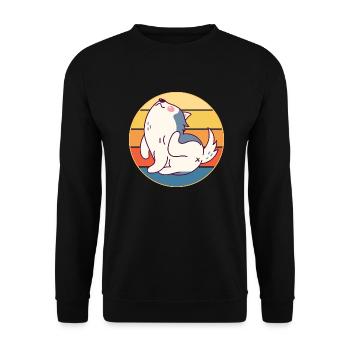 Drôle Kawaii Mignon Husky Dog Vintage Retro Sunset - Sweat-shirt Unisexe - noir - Devant - Alina (178cm) & Michal (187cm)